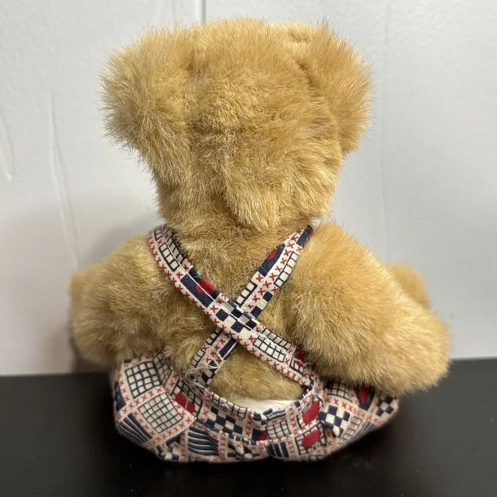 GREAT AMERICAN FUN CORP JOINTED ARMS TEDDY BEAR PLUSH VINTAGE APPLE OVERALLS